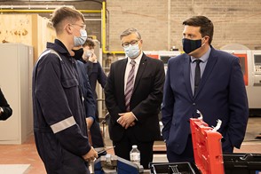 West College Student talks to Jamie Hepburn MSP with Stuart McMillan MSP looking on.JPG