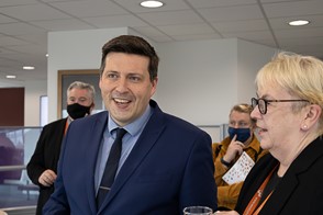 Minister for Further Education Jamie Hepburn MSP talks to West College Principal Liz Connolly.JPG